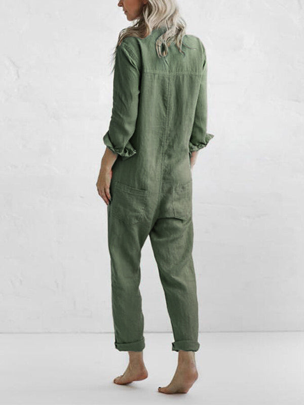 Amara™ - Buttoned Casual Long-Sleeved Jumpsuit