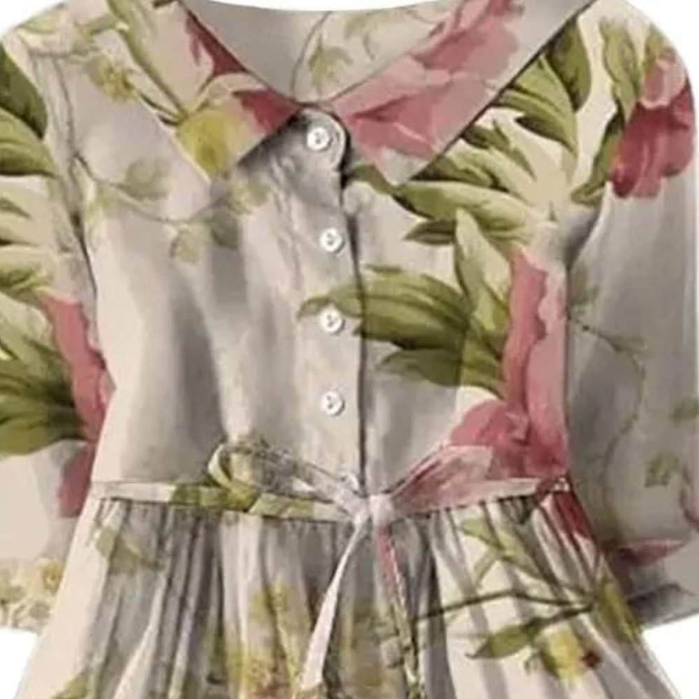 Romilyn™ - Women's Vintage Botanical Floral Design Print Lace-Up Dress