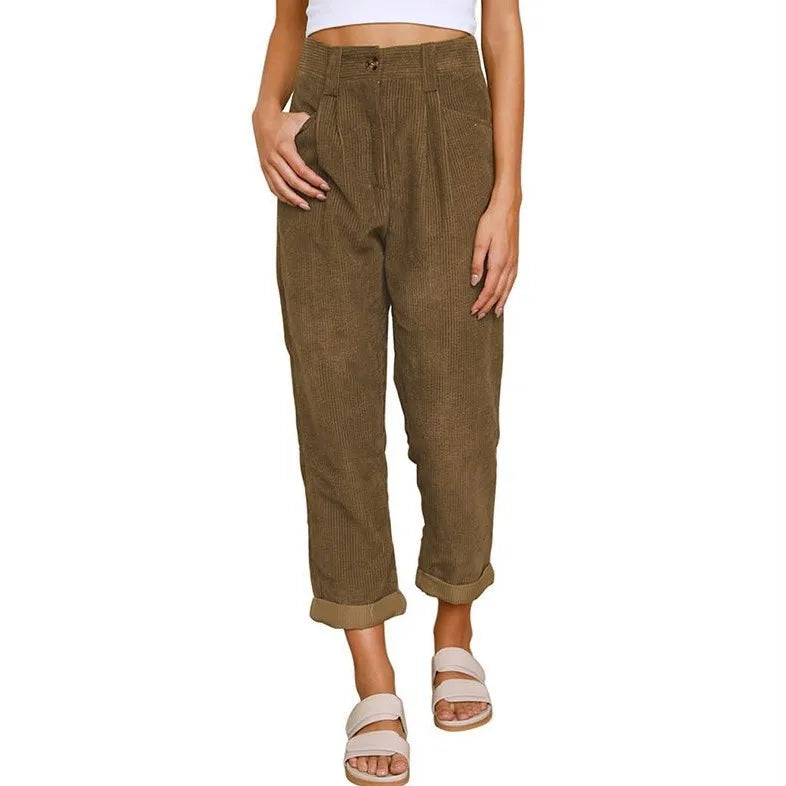 Elizia™ - Retro High-Waisted Corduroy Pants