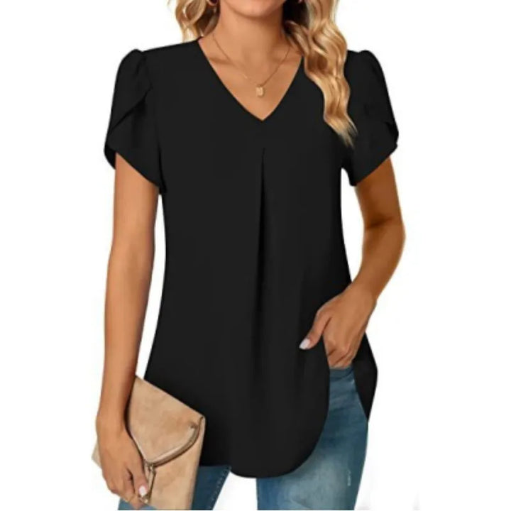 Sabrina™ - Women's V-Neck Half Long Shirt