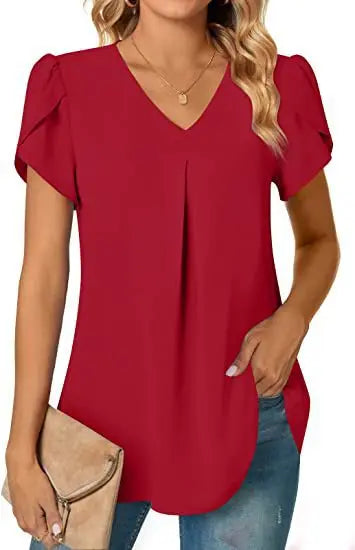 Sabrina™ - Women's V-Neck Half Long Shirt