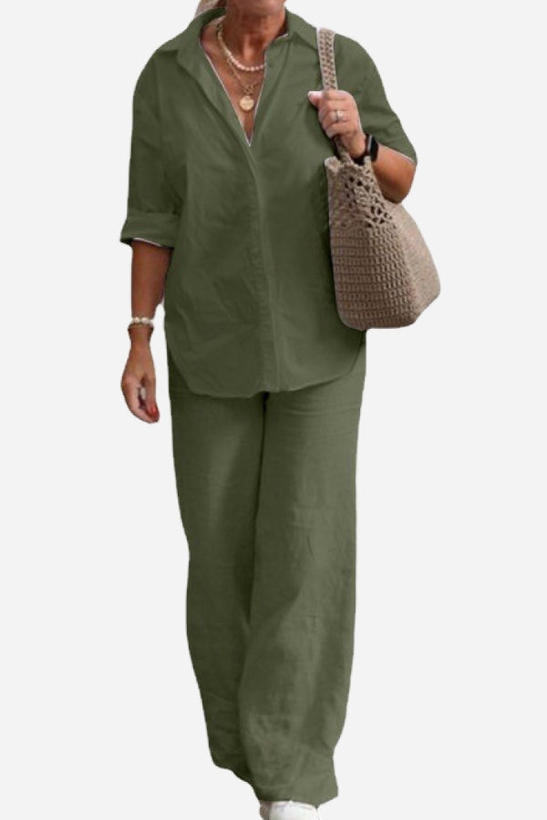 Luciana™ - Relaxed Shirt & Trousers Two-Piece Set