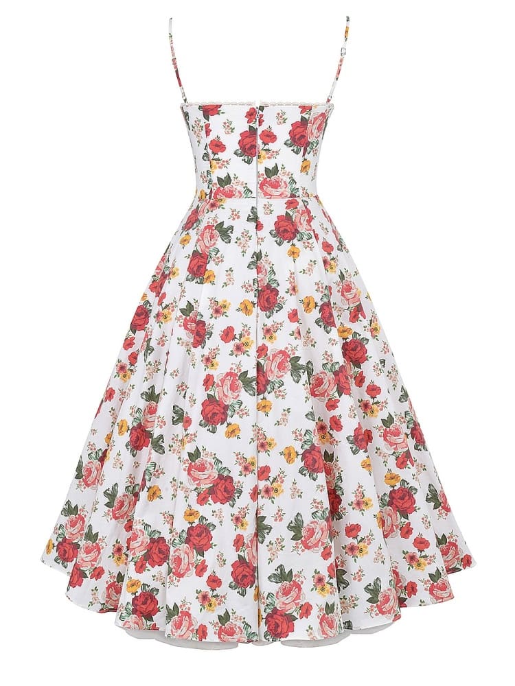 Marzia™ - Rose Print Tulle Midi Dress