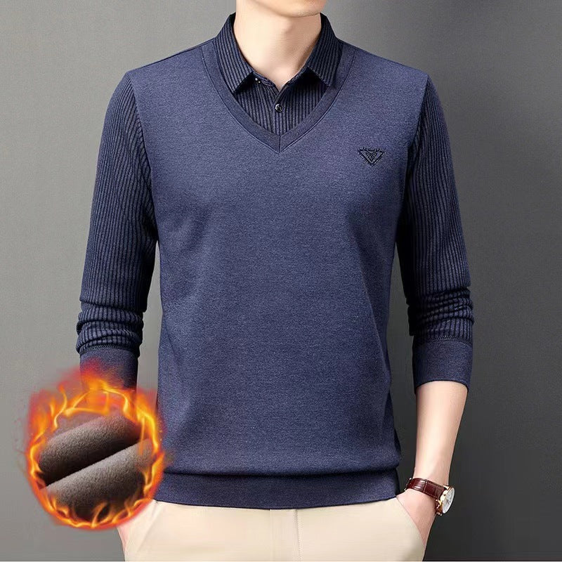 Alden™ - Men's Faux 2 Piece Knit Shirt